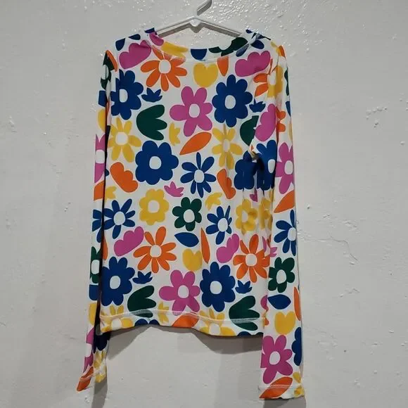 Hanna Andersson Print Rashguard Top in Colorful 70s Floral Size 12 - Picture 4 of 7